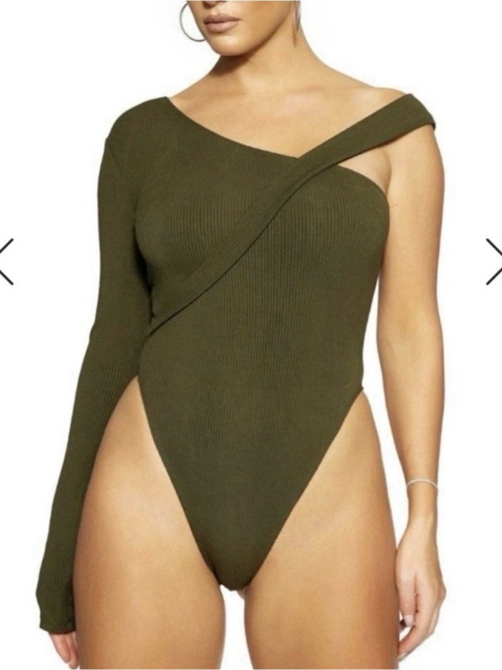 Naked Wardrobe Snatched Cold Shoulder Bodysuit Black S NWT
